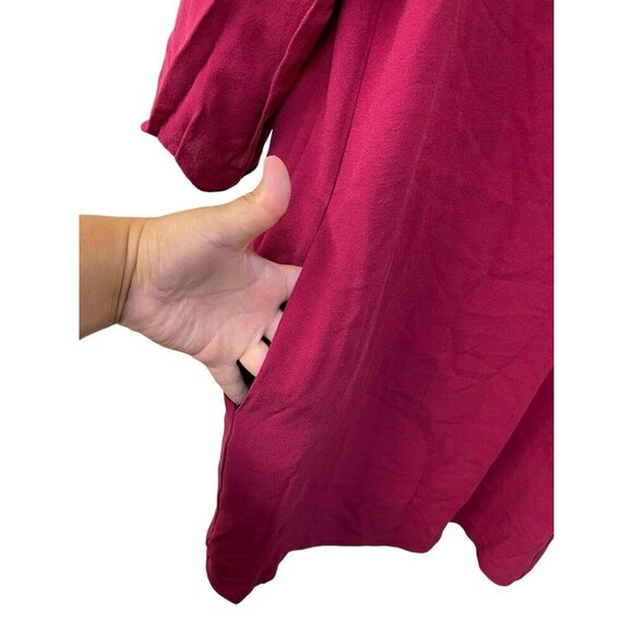 EILEEN FISHER Silk Georgette Crêpe Lantern Sleeve Dress XS Valentines - Picture 6 of 10